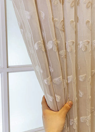Rideau Rose Motifs Feuille