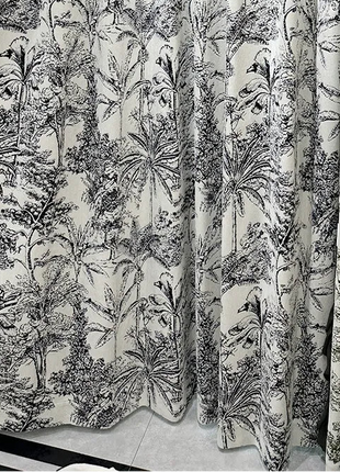 Rideau en laine à motif floral noir et blanc