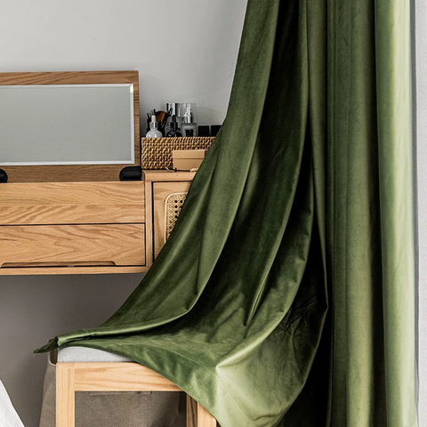 Rideau Occultant Velours Vert Jade Salon