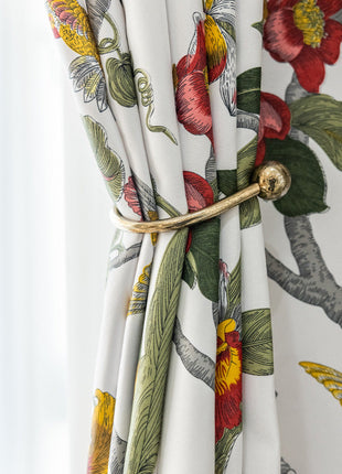 Rideau Blanc motifs colorés