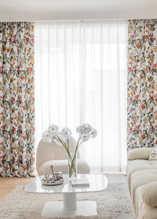 Rideau Blanc motifs colorés