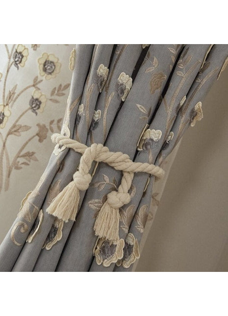 Double Rideaux Occultant Fleurs Brodée sur Lin