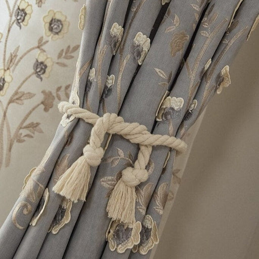 Double Rideaux Occultant Fleurs Brodée sur Lin