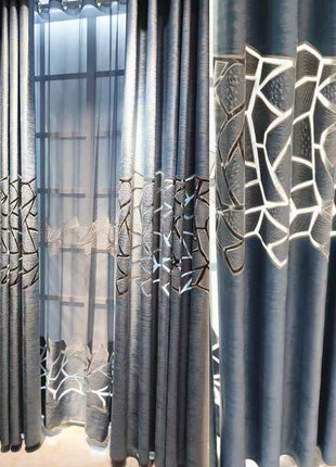 Double rideaux motif geometrique