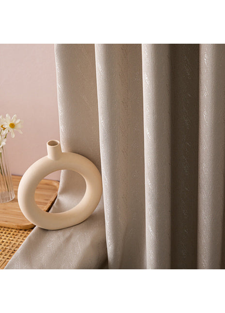 Rideau occultant beige champagne doré reflets argentés texture satinée style contemporain salon