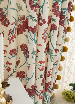 Rideau Blanc Fleurs Rouge