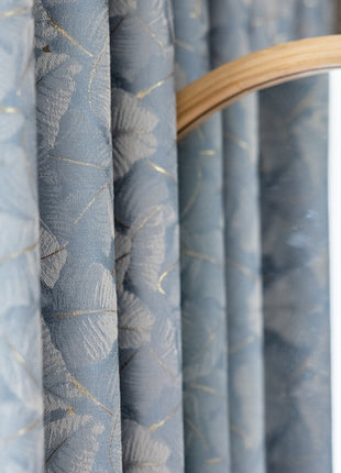 Rideau Bleu Lignes Doré