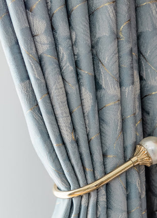 Rideau Bleu Lignes Doré