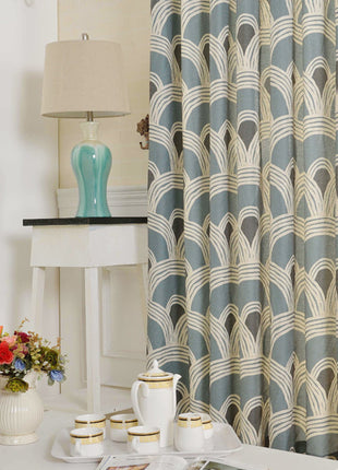 Rideau Bleu Motifs Arrondi