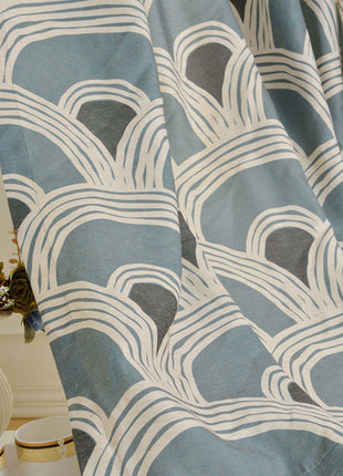 Rideau Bleu Motifs Arrondi