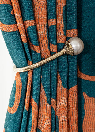 Rideau Bleu Motifs Chat Orange