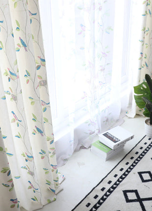 Rideau Occultant Blanc Motif