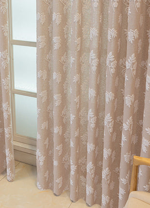 Rideau Rose Motifs Feuille