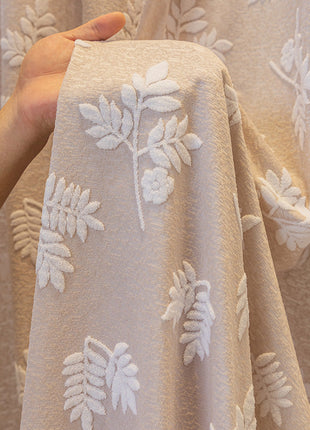 Rideau Rose Motifs Feuille