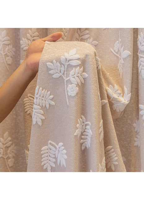 Rideau Rose Motifs Feuille