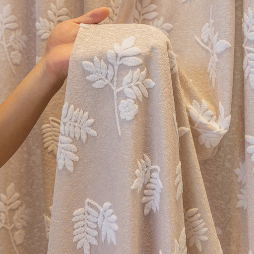 Rideau Rose Motifs Feuille