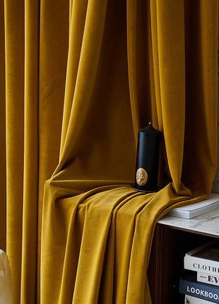 Rideau Velours Jaune Moutarde