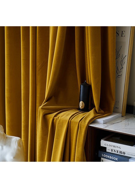 Rideau Velours Jaune Moutarde