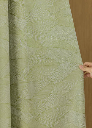 Rideau Vert Motif Feuille