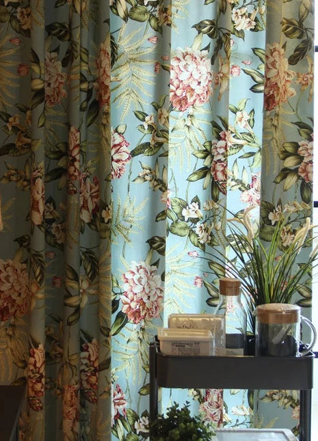 Rideau Vert Vintage Fleuri