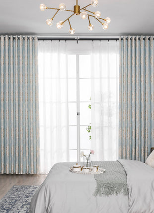 Rideau Vintage Bleu a Motifs