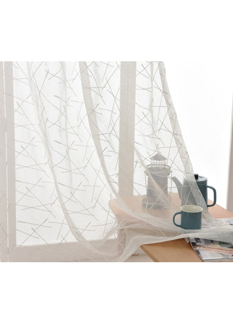 Rideau Voilage Blanc avec Motif
