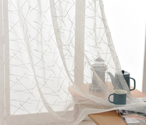 Rideau Voilage Blanc avec Motif