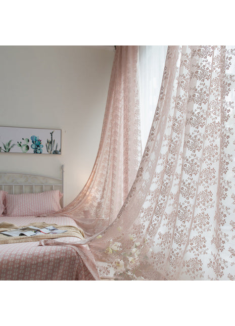 Voilage Rose Brodé
